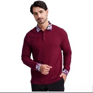 VEBOON Men's Long Sleeve Casual Polo Shirts Fashion Pique Polo for Men